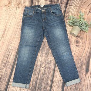 TOMMY HILFIGER Spirit Crop Cuffed Jeans Stretch Denim Dark Wash Mid Rise Size 6